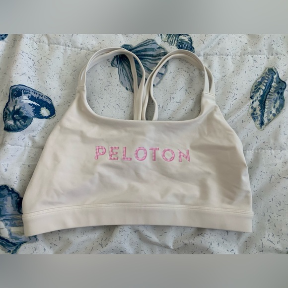 Peloton Other - EUC Peloton Cream Sports Bra with Pink Logo size XL